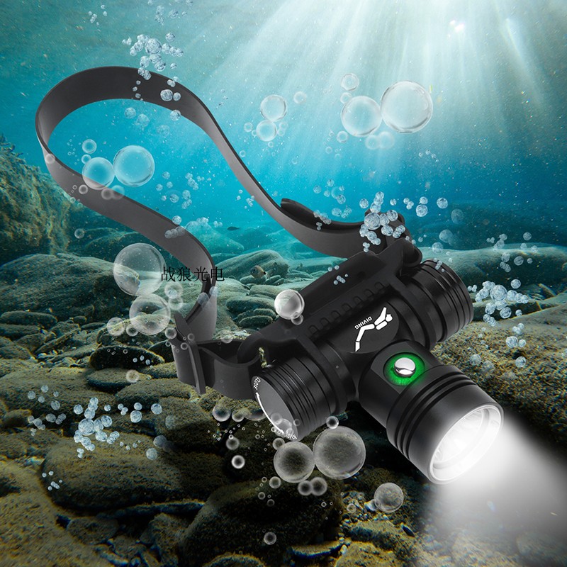Hot selling L2 diving headlight with power display magnetic control dimming super bright underwater 60 meters 18650 rechargeable light
