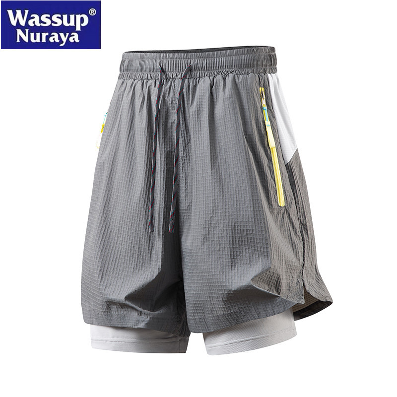 Wassup Nuraya Trendy Brand Fake Two-Piece Color-Block Outdoor Hiking and Cycling Couple Casual Quick-Drying Shorts Wassup Nuraya Trendy Brand Fake Two-Piece Color-Block Outdoor Hiking and Cycling Couple Casual Quick-Drying Shorts
