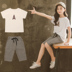 Cô gái Set 2020 Summer Mang New Summer Net-a-Porter Trong Big Boy Girl Fashion ngắn tay áo thể thao hai mảnh. 