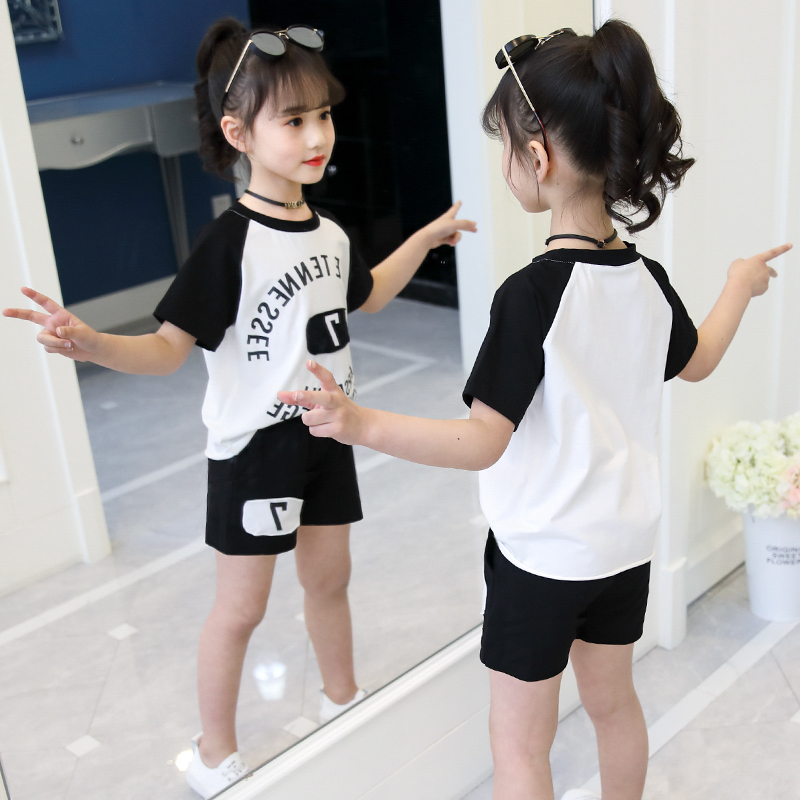 Girls thể thao Kit 2020 mới mùa hè ăn mặc vừa và lớn trẻ em mùa hè ăn mặc hai mảnh cô gái thời trang thời trang thời trang thời trang