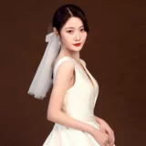 Mori Bow Shart Parid Breakthrough Bride's Headgear Photo Правильная супер -фея белая бедная регистрация сертификата списка.