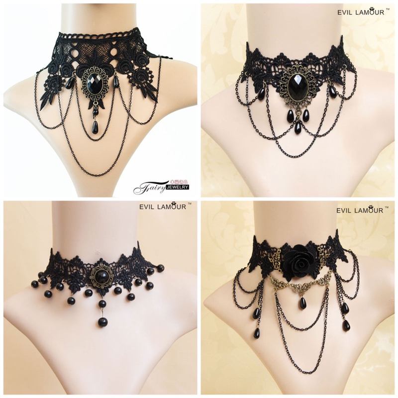 Lolita Accessories Lace Neck Necklace Gothic Retro Cos Clavicle Chain Dark Neck Collar Decorative Neck Necklace for Women