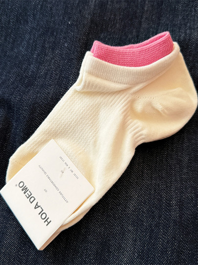 法式专柜袜子男生短袜夏天薄款网眼透气女袜精梳棉白色运动男袜子