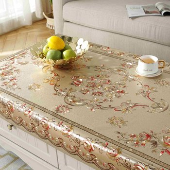 Gold-stitched pvc waterproof and oil-proof tea table cloth Gold-stitched pvc waterproof and oil-proof tea table cloth