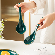 Nordic spoon household ceramic small spoon high-value tableware large spoon small spoon 2024 new long-handled spoon
