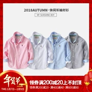 Áo sơ mi nam tay dài cotton trẻ em Áo sơ mi Oxford kẻ sọc 2019 Xuân Mới Big Kids Baby Tops