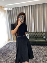 TOMYULN light luxury dress 20 spring and summer temperament socialites Hepburn wind waist slim high collar small black dress women