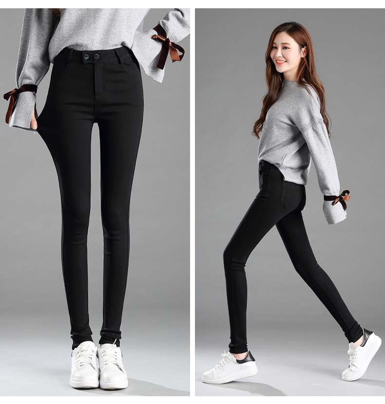 Quần legging đen dài nữ mặc mùa thu quần cao siêu dài mới mỏng cộng với quần nhung chân shop thời trang nữ