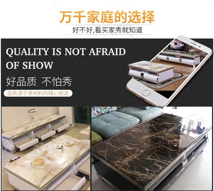 Bàn cà phê đá cẩm thạch phòng khách hiện đại tối giản căn hộ nhỏ sơn đen trắng kính thiên văn kết hợp tủ đồ nội thất - Bàn trà bàn phòng khách hiện đại