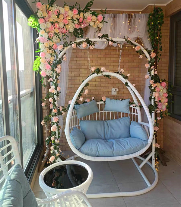 Single double hanging basket rattan chair swing balcony hanging chair indoor lazy home outdoor courtyard net red leisure cradle