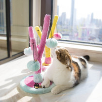 Small Red Book Net Red Meritocratic Tree Fork Type Cat Grabbing Board Toy Bell Ringing Sound Suede Ball Column Type Cat Climbing Rack Grinding Claw