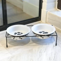 Черно-белая костяная двойная миска, средняя. Размер см. в деталях.