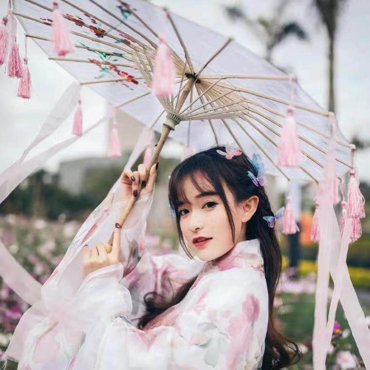 Ancient wind umbrella Han clothes Rain-proof and sunburn oil paper umbrella photo props flow Su float with dance performance walking show silk cloth umbrella