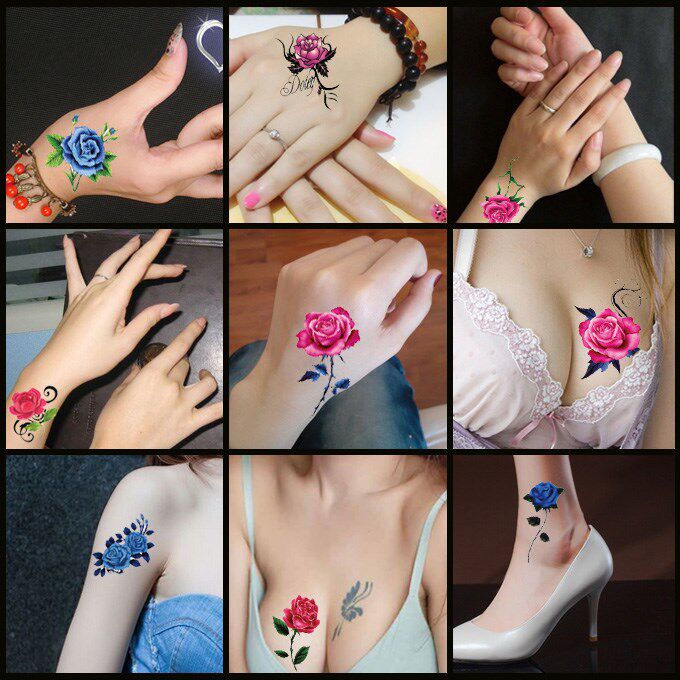 Arm tattooed with female arm pattern Sexy fashion chest Special private place Shoulder Flowers Wrist Flawless Scar