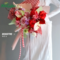 Hindi funnary material pane ribbon colored plaid colored with flowers bouquet gift box packing butterfly knot tape 10 yards