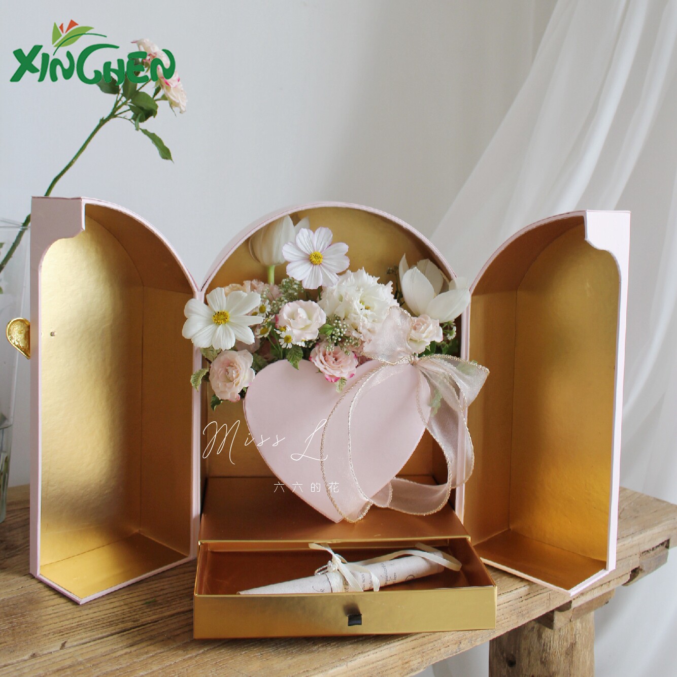 Famous Flowers Gift Box Metal Buckle Double Switch Loving Gift Box 2020 New 7 New Year's Valentine's Day Box