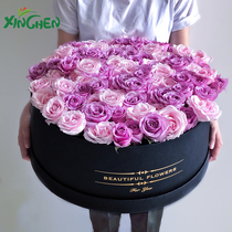 Xinchen Tanabata new products 99 sets of two round large hug bucket flower packaging box gift box flower shop Korean style holding