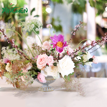 Valentines Day New Simple lotus base flower Weng metal color gold silver flower wrought iron vintage old flower pot