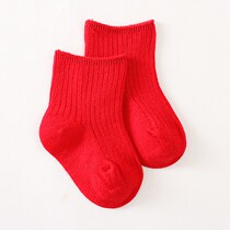 Baby cotton one year old red socks newborn full moon socks men and women Baby non fluorescent bone socks 0-12 Autumn