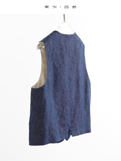Early Autumn Vest Sold 5,000 Pieces Denim Blue Vest Women's Linen Small Vest Casual Vest Jacket Vest
