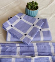 Pure cotton blue and white checked student dormitory single sheet quilt cover pillowcase three-piece set pure cotton size can be customized
