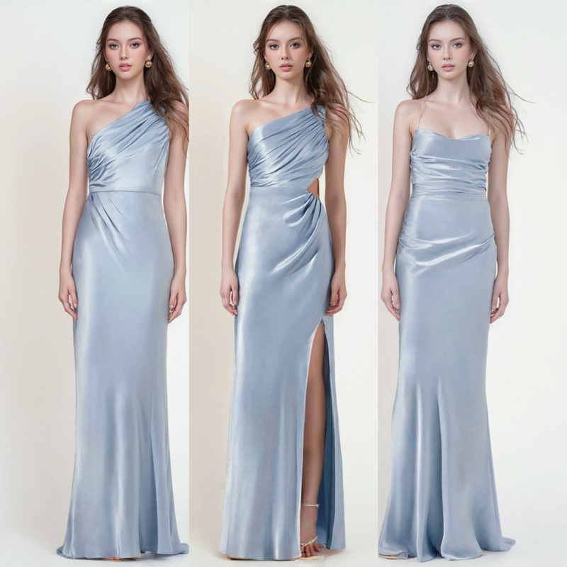Beautiful and Slimming Blue Satin Bridesmaid Dress, Light Dress, Sister Group Bridesmaid Dress, Wedding High-End Niche Birthday Dress Beautiful and Slimming Blue Satin Bridesmaid Dress, Light Dress, Sister Group Bridesmaid Dress, Wedding High-End Niche Birthday Dress