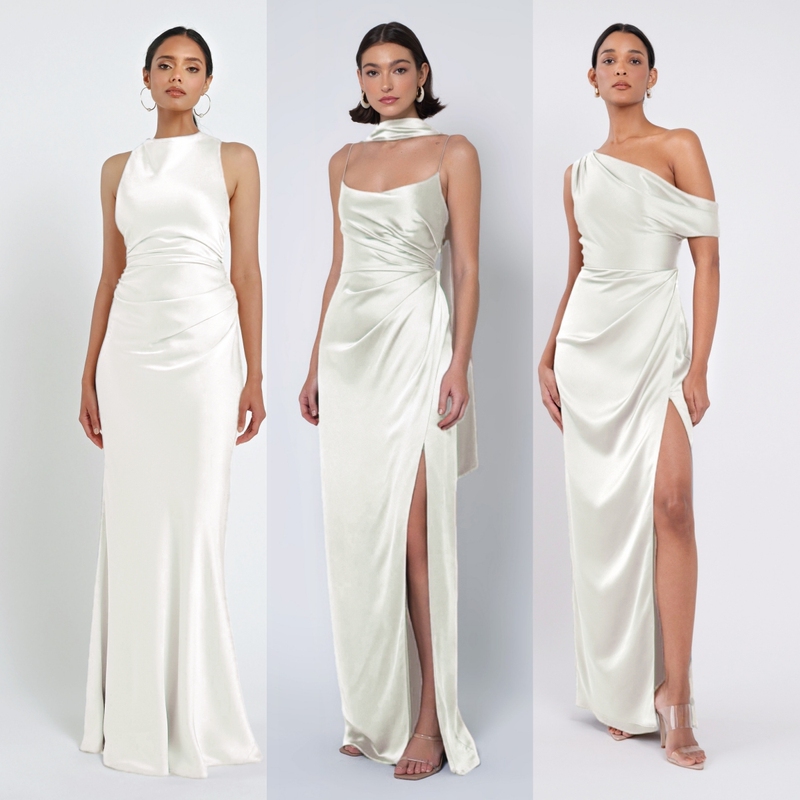 French-Style White Satin Bridesmaid Dress, Light Formal Dress, New High-End Niche Design, Suitable for Marriage Registration, Sister Dress, Bridesmaid Group