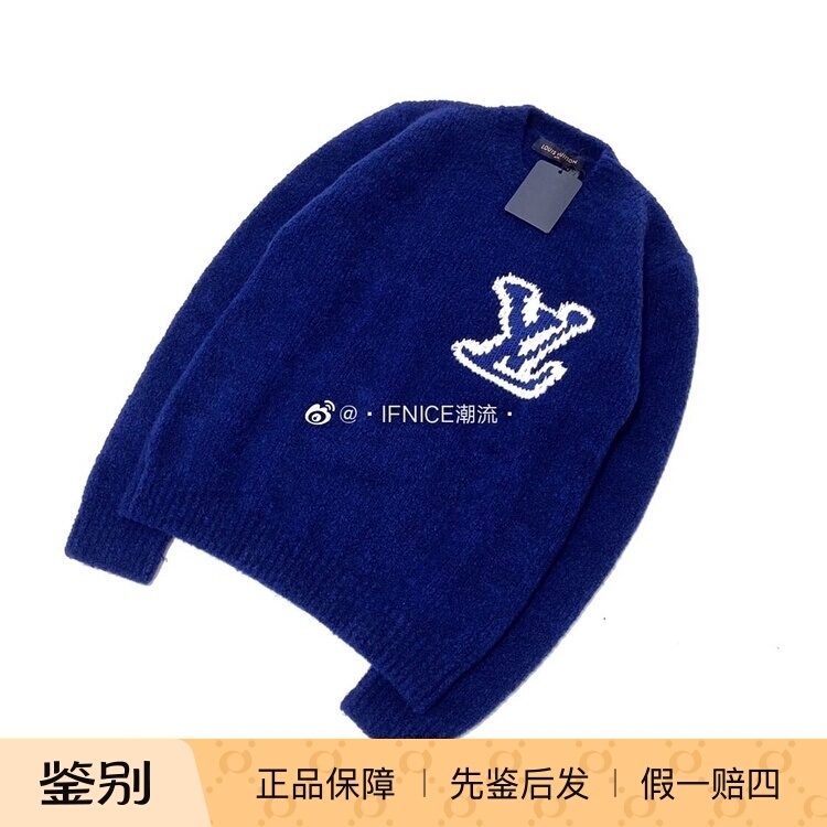 Louis Vuitton Lv Show Model Blue Large Logo Pullover Sweater Knitwear 1A7Xog Louis Vuitton Lv Show Model Blue Large Logo Pullover Sweater Knitwear 1A7Xog