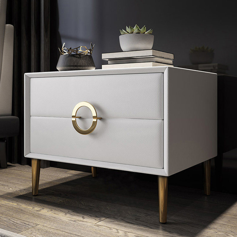 Light luxury in red fancy designer creative solid wood customized to make a minimal modern drawer leather storage bedside cabinet