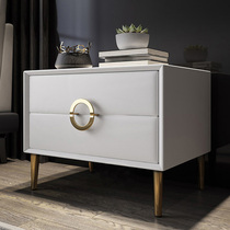 Light luxury in red fancy designer creative solid wood customized to make a minimal modern drawer leather storage bedside cabinet