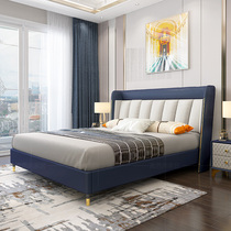 Light luxury leather bed Italian minimal and modern minimal master bedroom 1 8 m wedding bed head - layer red bed