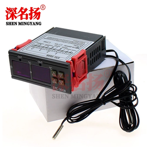 STC-3008 компьютерный цифровой дисплей, интеллектуальный электронный термостат с двойным вырезом, двойной дисплей, двойной регулятор температуры, регулируемый переключатель температуры