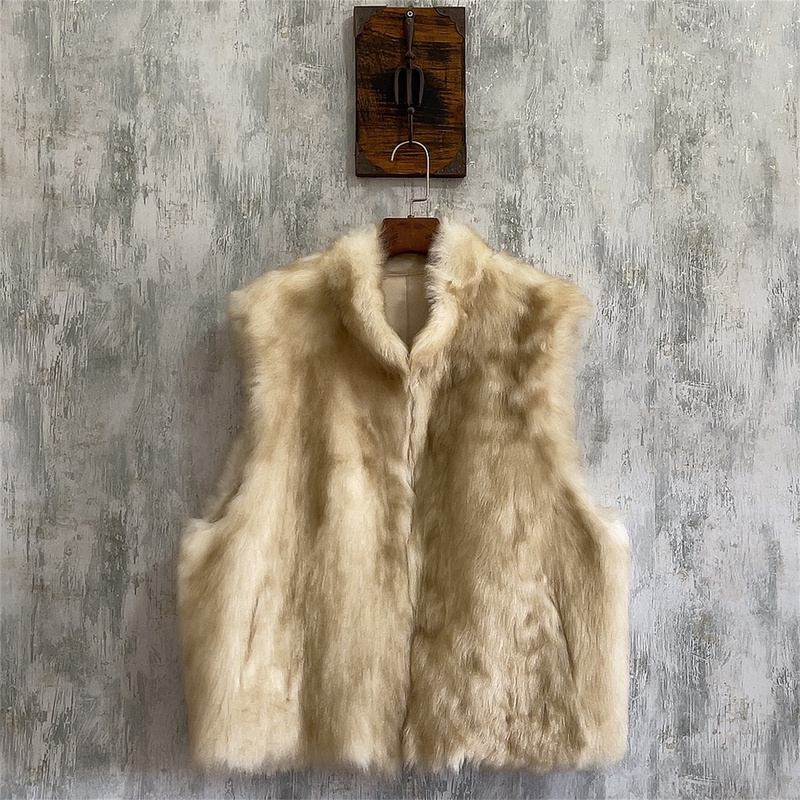 Tuscan Imported Wool and Fur Integrated Heavy-Duty Two-Tone Loose and Lazy Old-Money Style High-End Luxury Fur Vest for Women Tuscan Imported Wool and Fur Integrated Heavy-Duty Two-Tone Loose and Lazy Old-Money Style High-End Luxury Fur Vest for Women