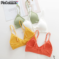 Bandeau triangle cup thin bra Cute Japanese student girl sexy rimless underwear big chest is small