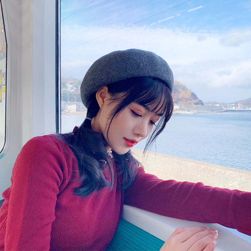 贝雷帽子女秋冬日系百搭甜美可爱韩版潮英伦羊毛女帽蓓蕾帽画家帽