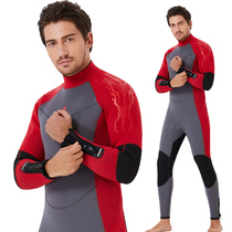 5mm professional diving suit mens one-piece warm and wet clothes womens snorkeling winter swimsuit plus velvet padded surf clothes