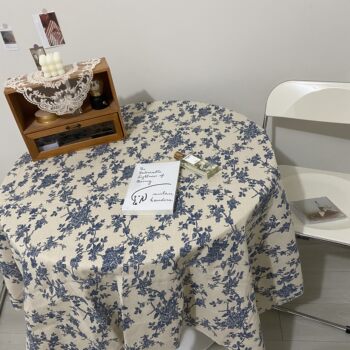 Ins style niche rose cotton linen tea table floral tablecloth Ins style niche rose cotton linen tea table floral tablecloth