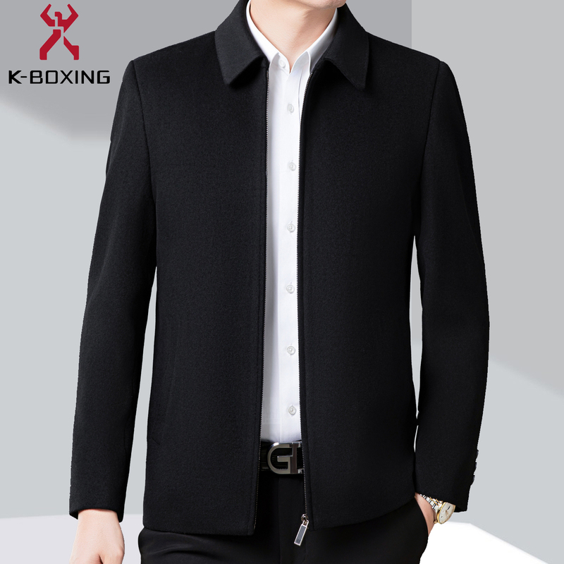 Jingba Men's Cashmere Jacket Autumn and Winter Turn-Down Collar Wool Coat Men's Business Casual Woolen Jacket Top