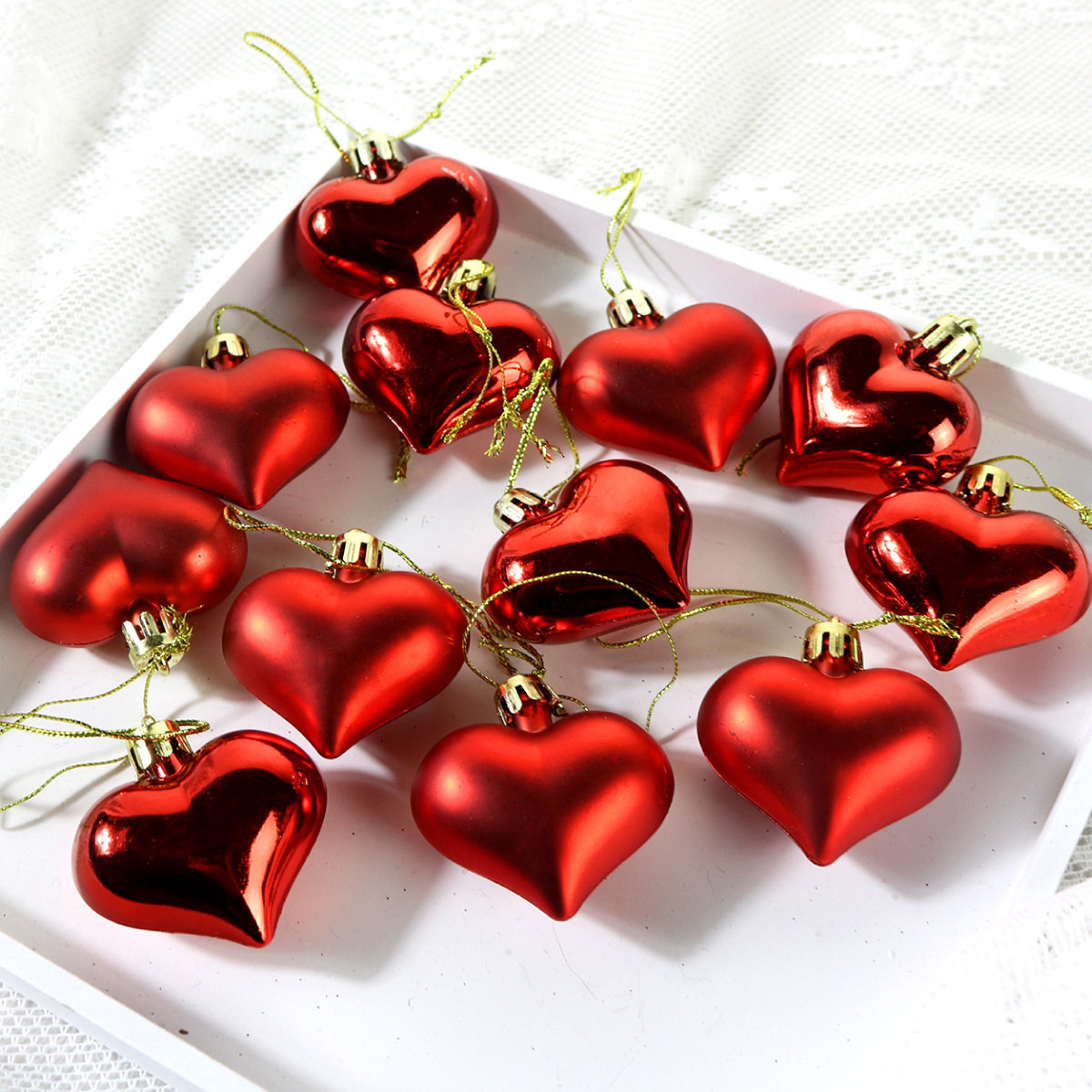 Christmas tree garden decoration small hanging piece Valentine Day gift 4 5cm shaped electroplating love color ball