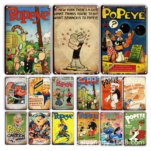 Мультяшный ретро моряк Попай, настенный художественный декор для гостиной