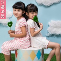 children's pure cotton home clothing underwear set pajamas set spring summer underwear small girls cool shirt