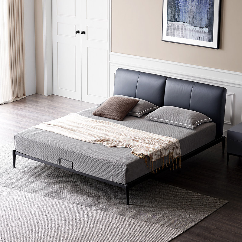 Yi Chao Italian Minimal Leather Bed Modern Simple Light Luxury 18 m Double Master Bedroom Wedding Bed Small Family Nordic