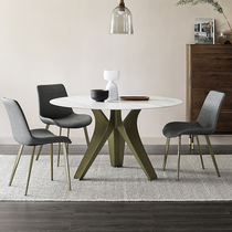 Italian rock plate round dining table and chair combination small apartment dining table modern simple Nordic retro style home