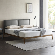 Italian light luxury leather bed double Nordic solid wood modern simple 1 8 meters minimalist master bedroom small apartment Net Red