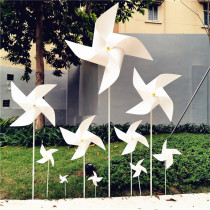 Pure white four-leaf windmill wedding dress shooting props windmill decoration outdoor rotating kindergarten toy small windmill