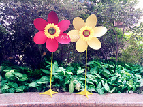 Six-leaf gold Red sunflower windmill new wine red nostalgic color design fashion and generous fashion Athens