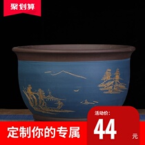 Large caliber ancient typical convenient Classic plant 35cm put desktop living room black flowerpot ceramic personality Black