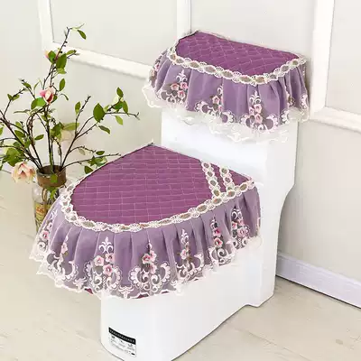 Four seasons household European fabric U-shaped zipper toilet set three-piece toilet toilet seat toilet ring washable