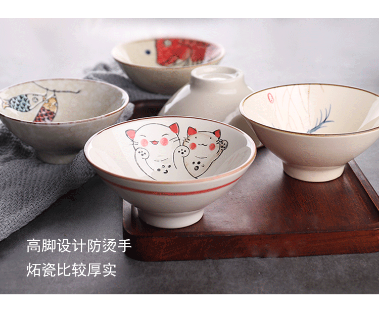 Antarctic treasure tableware under the glaze color hand - made 5 inches tall foot hat to Japanese household rice bowls little soup bowl dessert bowl