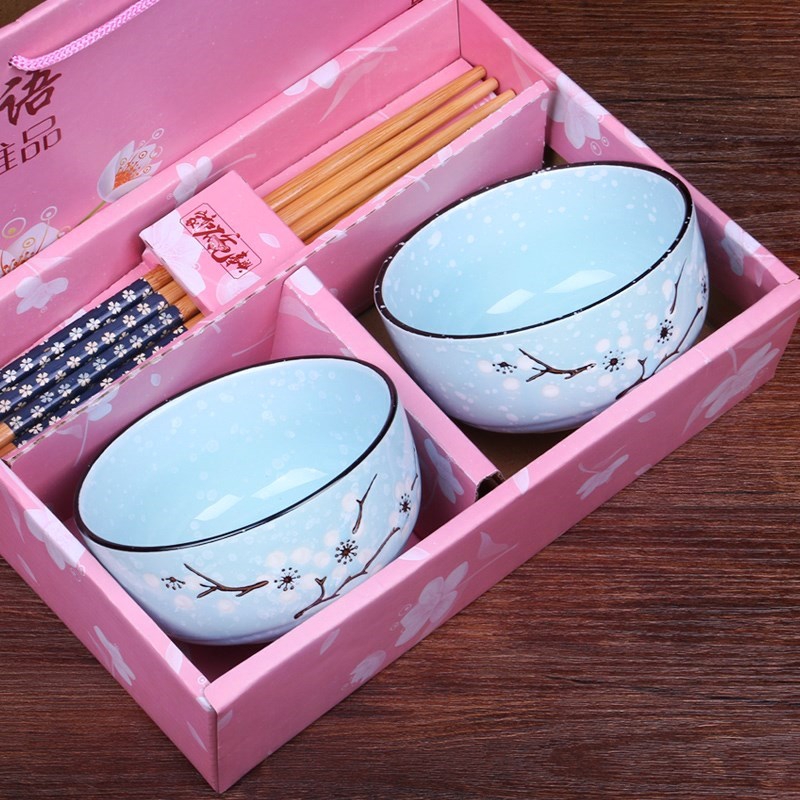 Dishes Korean chopsticks ceramic tableware Dishes picking 2 express cartoon household suit creative double move